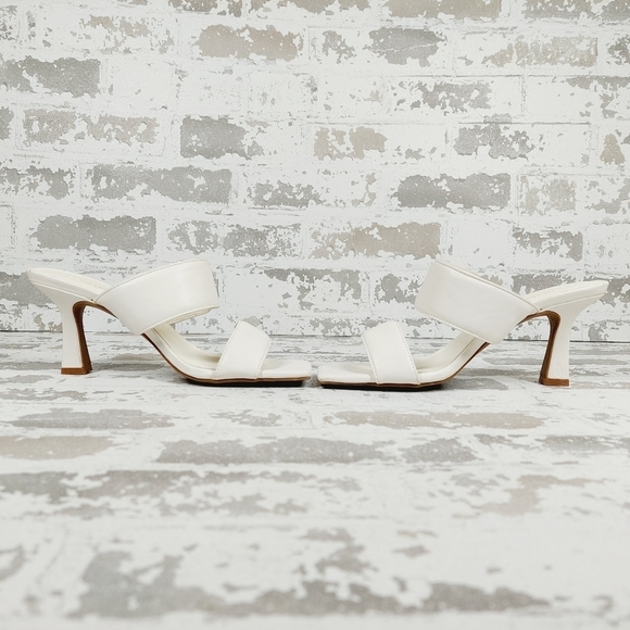 Open Edit Edquincy White Slip On Summer Heeled Sandals O353 - Picture 7 of 13
